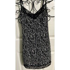 Ladies short chemise SzM BlackWhite Stretchy Lace Trim Marilyn Monroe Slipdress